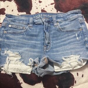 American Eagle Outfitters Light Blue Ripped Jean Shorts